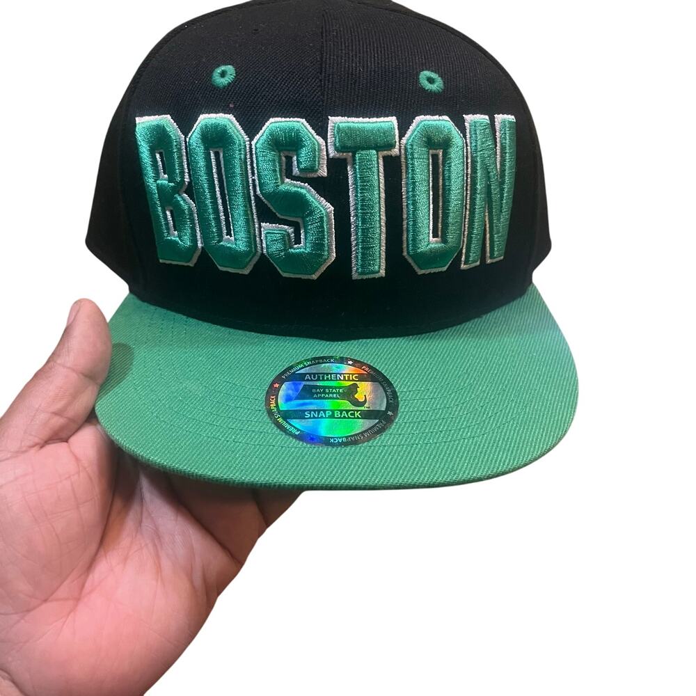 Boston Snapback Hat Black Bay State Apparel Cap Embroidered Adjustable